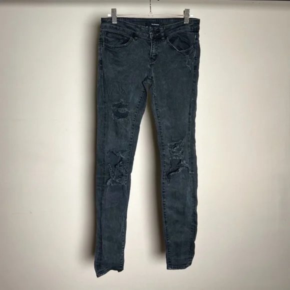 The Kooples Pants - The Kooples Black Distressed Skin Tight Ripped Skinny Jeans Womens Size 25